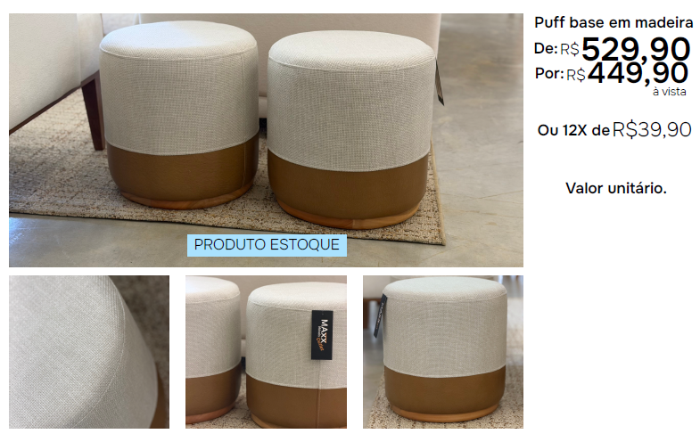 Puff base em madeira